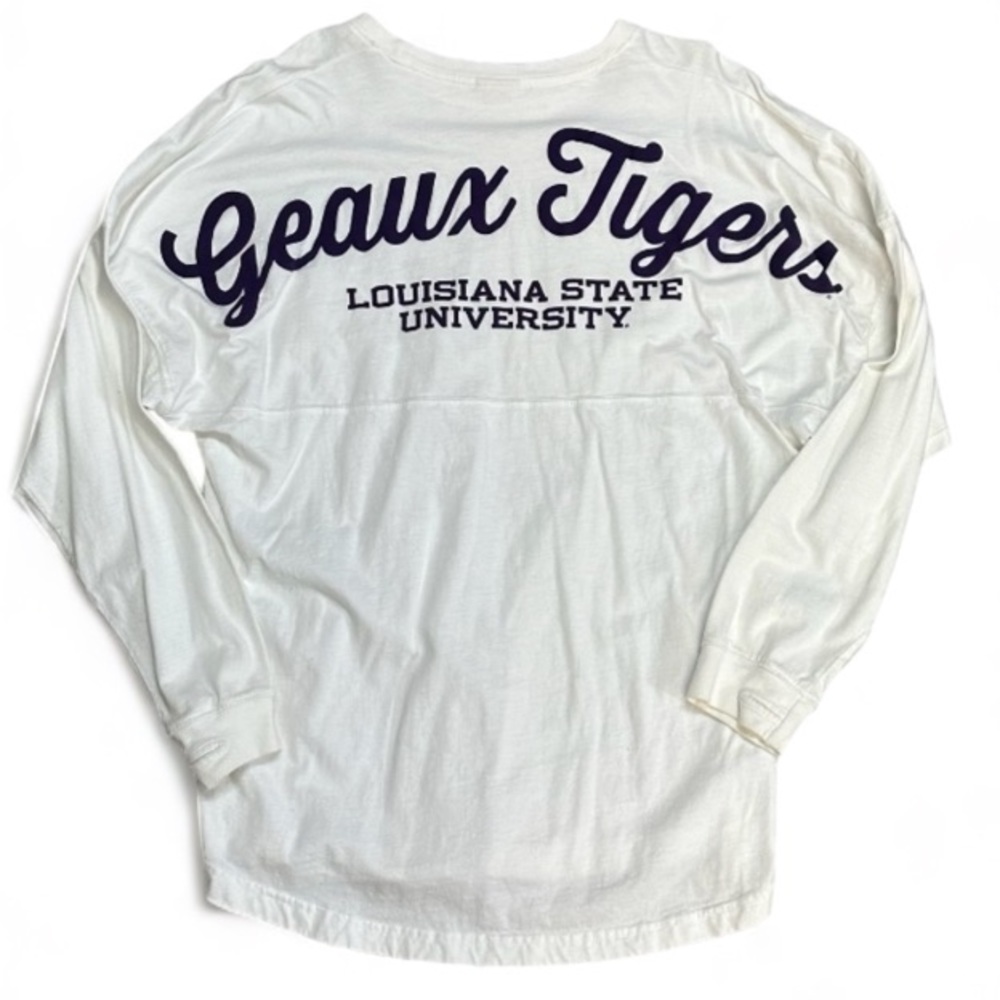 Geaux Tigers Long Sleeve White Shirt With Thumb Holes Ladies Size XL LIKE NEW